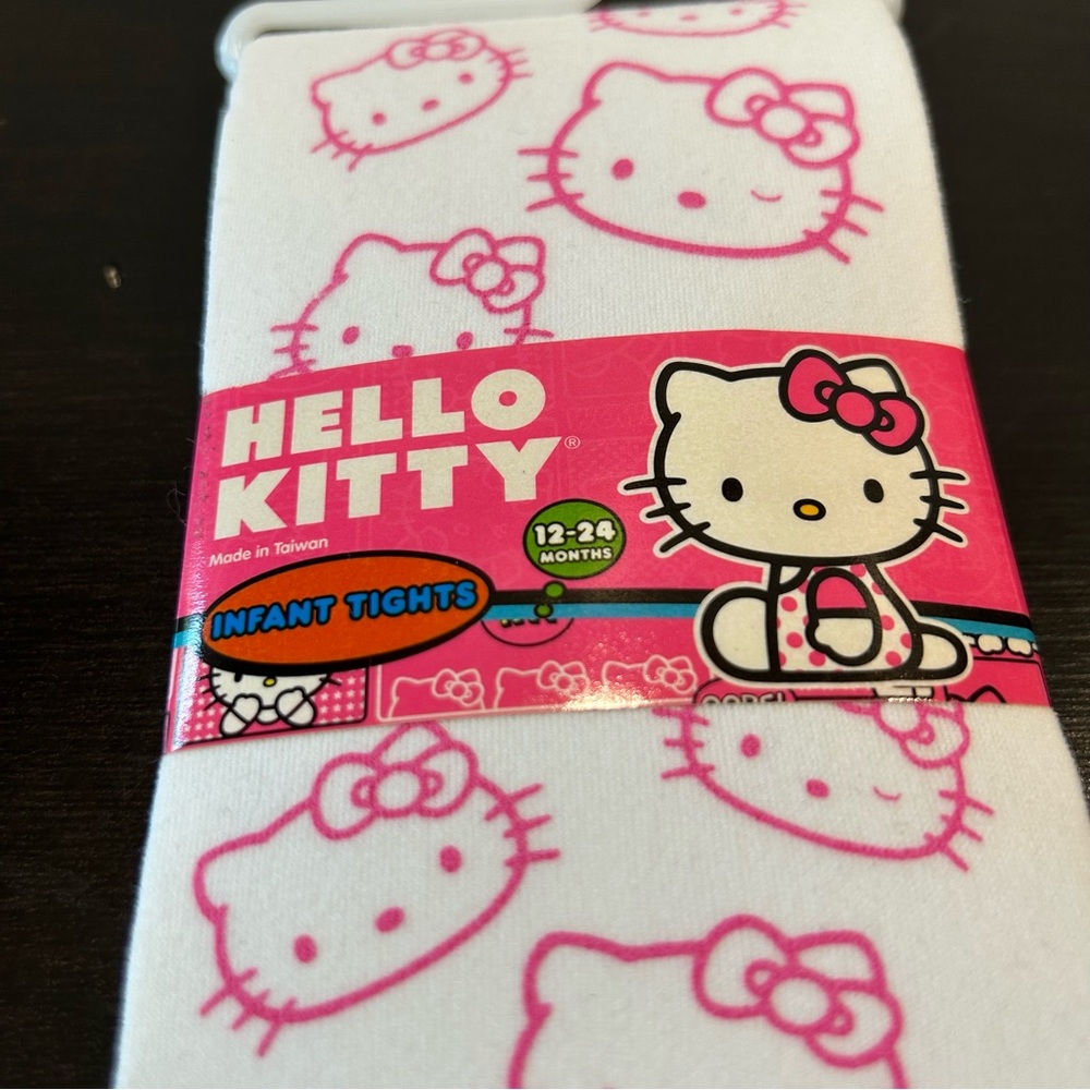 ☀️ 3/$15 Hello Kitty Printed Tights White/Pink - Picture 2 of 3